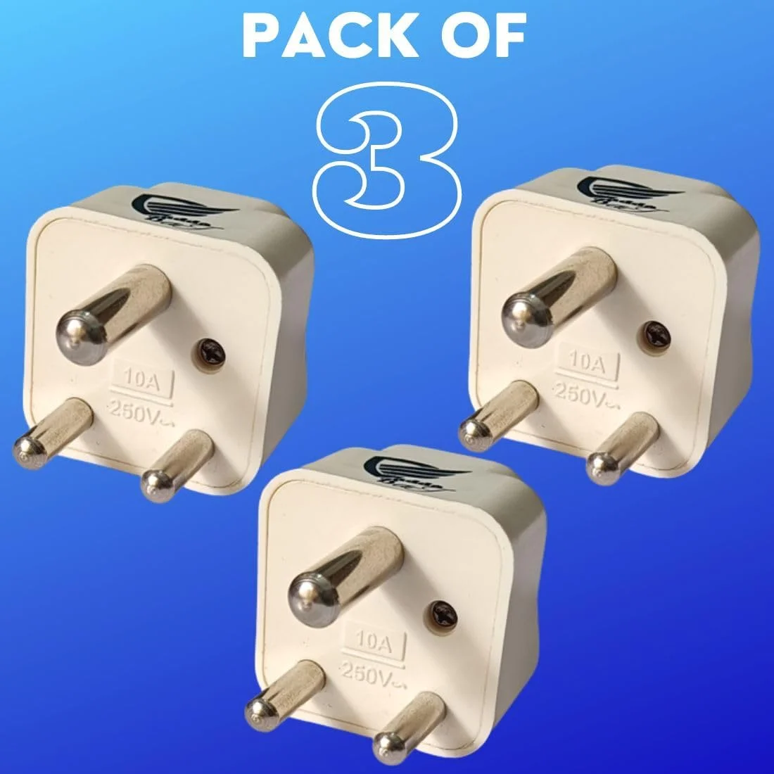 آداپتور مسافرتی 3 پین (نوع D) قابل استفاده برای تبدیل (ایالات متحده، انگلستان، ژاپن، اروپا و غیره) به پریز برق هندی (مجموعه 3 عددی) سفید