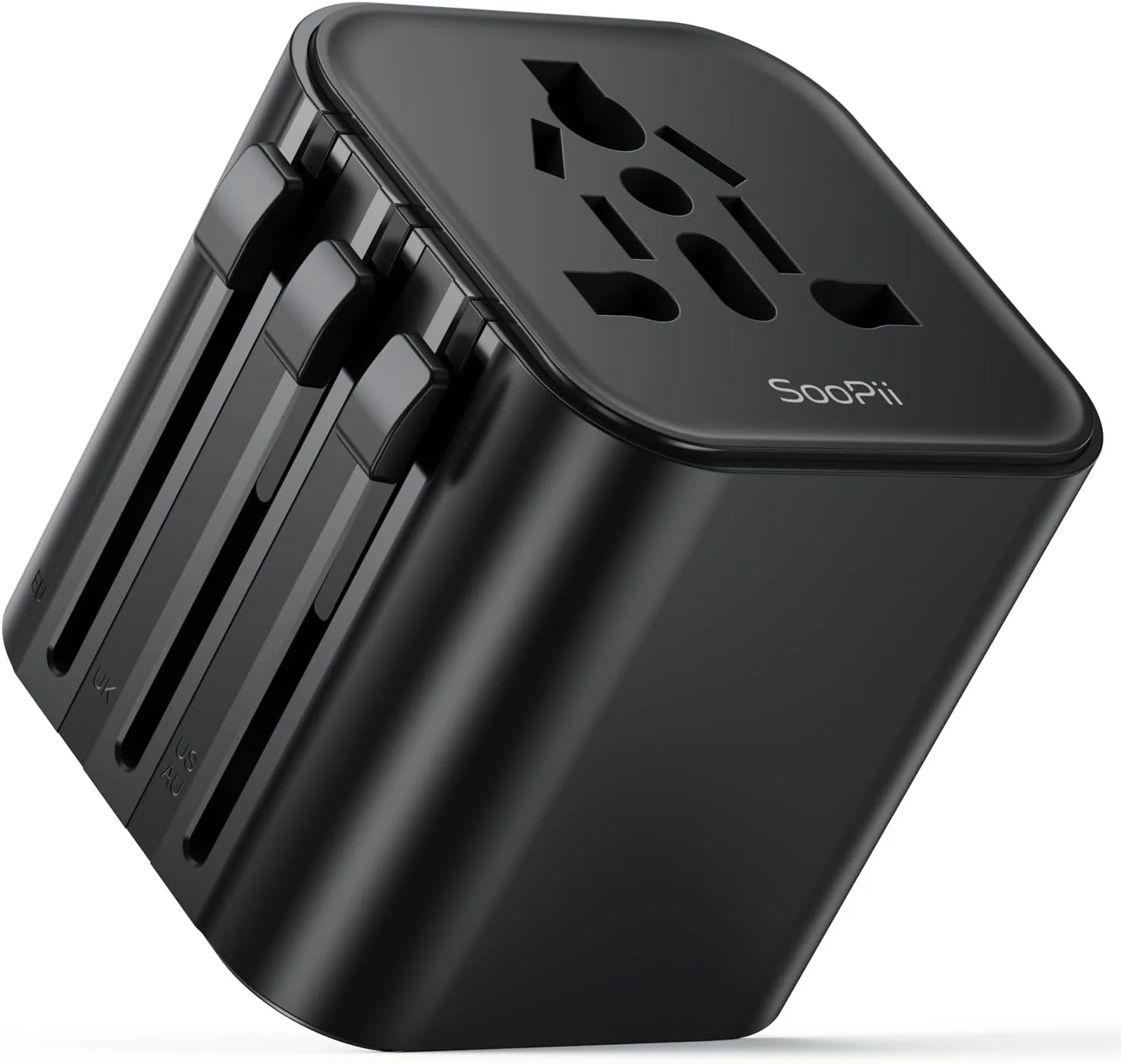 آداپتور مسافرتی جهانی SooPii، آداپتور دوشاخه مسافرتی با پریزهای برق (نوع A C G I)، آداپتور سوکت بین المللی کوچک برای انگلستان، ایالات متحده، اروپا، ژاپن، ایرلند، استرالیا 200+ کشور