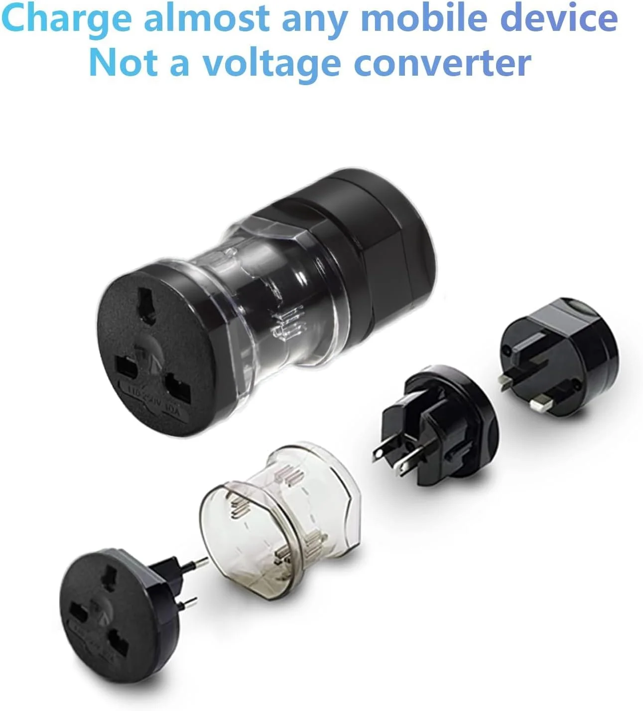 آداپتور مسافرتی جهانی با 4 پورت، مبدل دوشاخه برق بین المللی برای اروپا، انگلستان، استرالیا، ایالات متحده، آداپتور سوکت قابل حمل و جمع و جور نوع A/C/G/I، شارژ سریع ایمن، مشکی