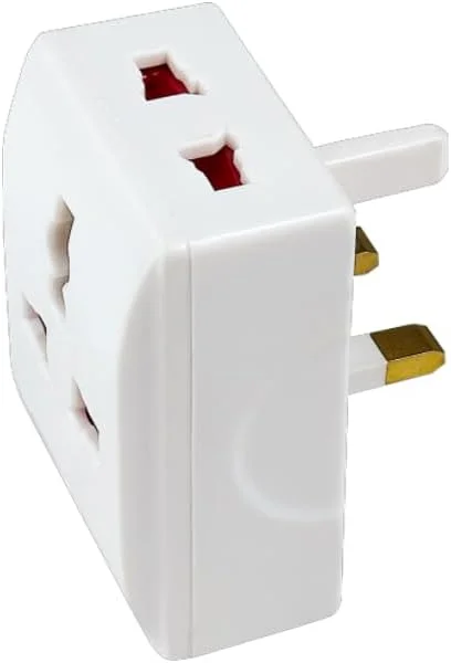 تبدیل دوشاخه جهانی VMAX، سه طرفه، جنس ABS با محافظ ایمنی کودک، سفید (2 عدد)