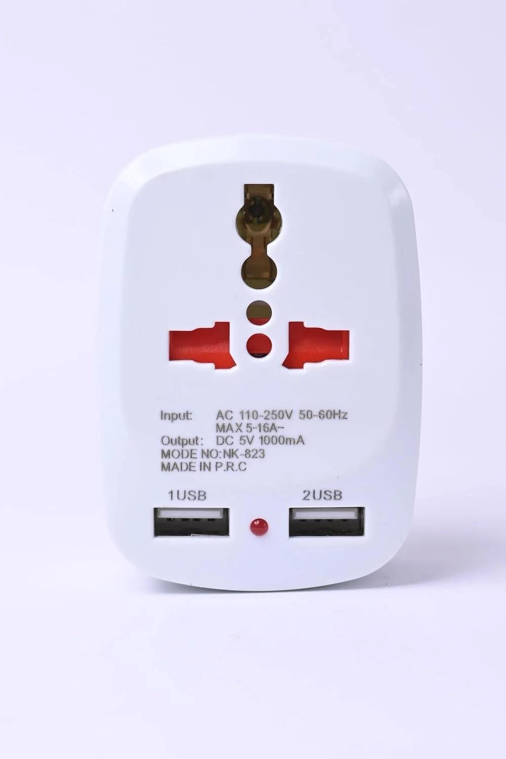 آداپتور دوشاخه مسافرتی جهانی – مبدل برق چند ملیتی با پشتیبانی از دوشاخه دوتایی | 2 پورت USB | سوکت بین المللی 2 پین و 3 پین | 250 ولت 6 آمپر – جمع و جور و بادوام