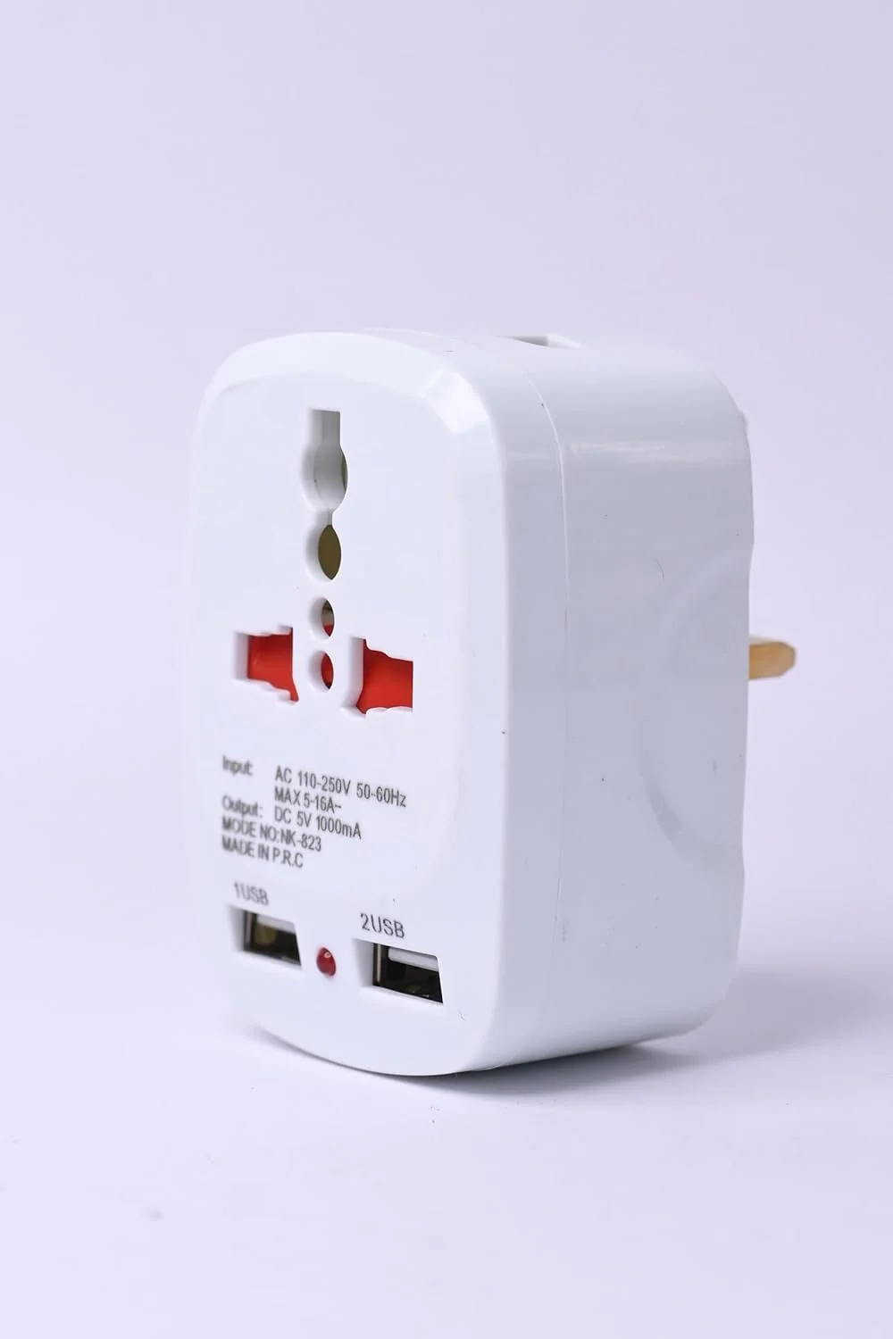 آداپتور دوشاخه مسافرتی جهانی – مبدل برق چند ملیتی با پشتیبانی از دوشاخه دوتایی | 2 پورت USB | سوکت بین المللی 2 پین و 3 پین | 250 ولت 6 آمپر – جمع و جور و بادوام