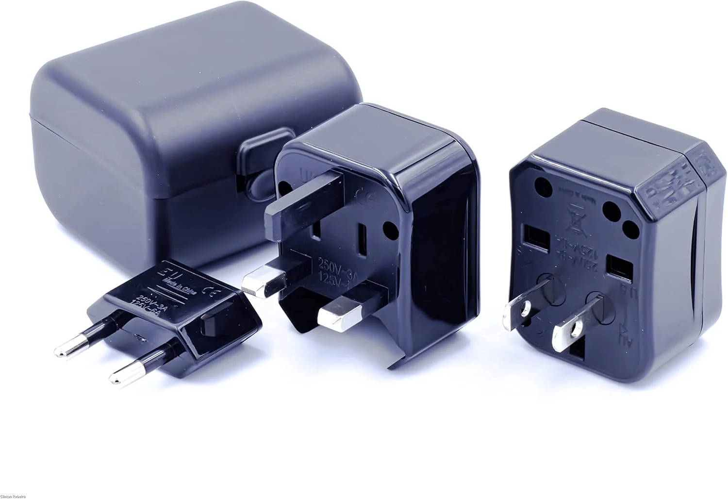 آداپتور برق بین المللی جهانی - دوشاخه مسافرتی ایالات متحده/انگلستان/اروپا/استرالیا، همه در یک پریز برق چند منظوره، آداپتور دوشاخه AC (مشکی)