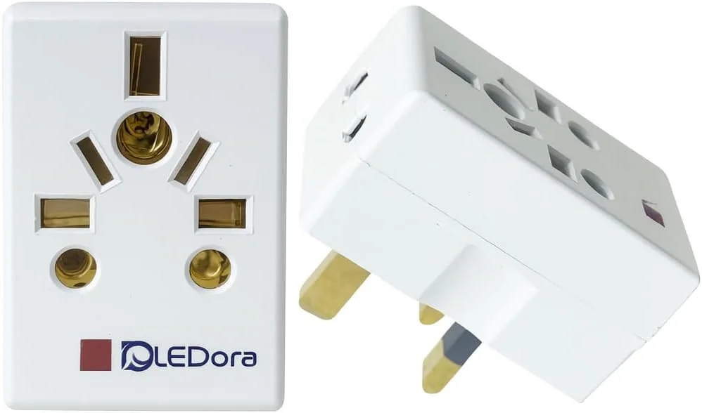 آداپتور جهانی 3 راهی LEDora بسته 2 عددی، تبدیل کننده چند سوکتی دوشاخه نوع G UK، 1 خروجی جهانی + 2 خروجی EU، آداپتور برق 13 آمپر 3250 وات برای سفر به امارات، عربستان سعودی، انگلستان، توسعه دهنده دوشاخه دیواری جمع و جور برای خانه و محل کار
