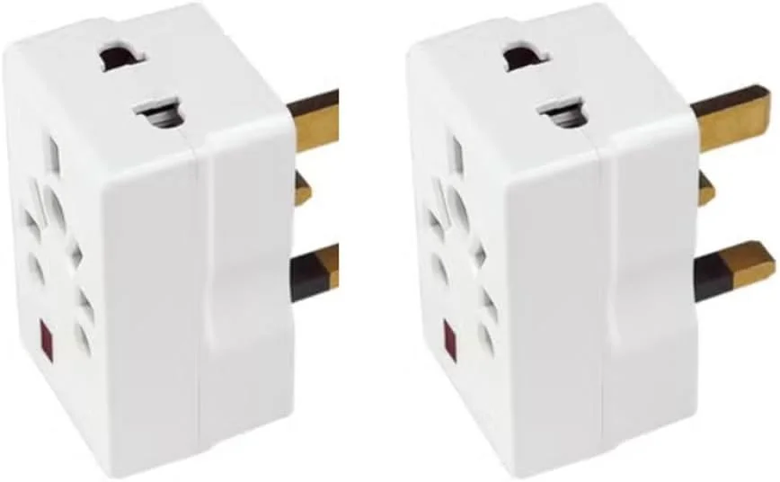 تبدیل سه طرفه جهانی MODI | آداپتور مسافرتی چند سوکتی | جنس ABS ضد حریق و فشرده | آداپتور برق سبک وزن با سازگاری جهانی برای خانه و محل کار (2 عدد)