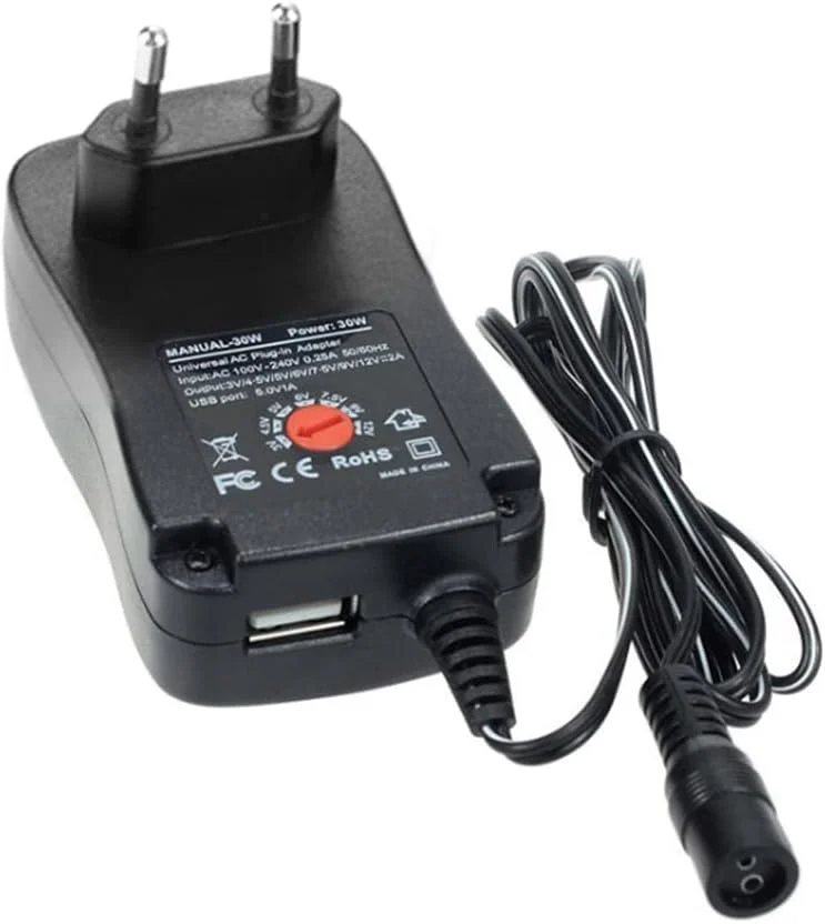 آداپتور برق جهانی 30 وات DC 5 ولت، چند ولتاژ 6 ولت 7.5 ولت 9 ولت 12 ولت، ترانسفورماتور، آداپتور الکتریکی، کابل مبدل، دوشاخه منبع تغذیه