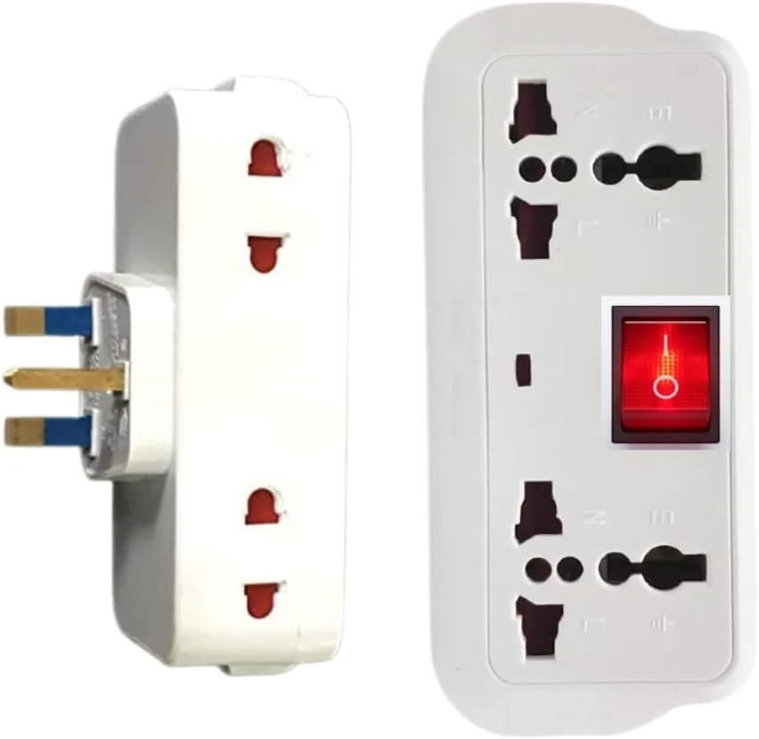 آداپتور جهانی با 4 پریز برق چندگانه، توسعه دهنده چند خروجی، جعبه تقسیم کننده خروجی جانبی، توسعه دهنده دوشاخه برق دیواری برای استفاده در خانه و محل کار