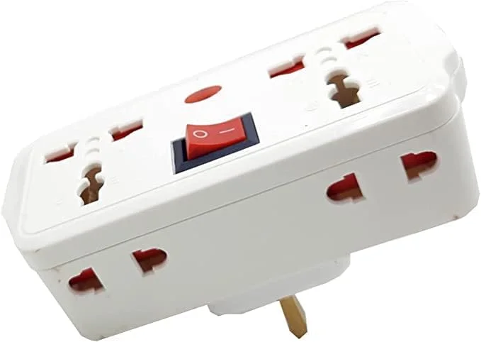 آداپتور جهانی با 4 پریز برق چندگانه، توسعه دهنده چند خروجی، جعبه تقسیم کننده خروجی جانبی، توسعه دهنده دوشاخه برق دیواری برای استفاده در خانه و محل کار