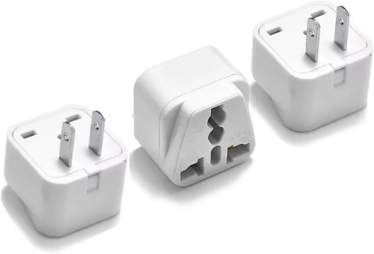 آداپتور دوشاخه جهانی به دوشاخه آمریکایی [3 عدد] – تبدیل کننده سوکت نوع A برای ایالات متحده آمریکا، کانادا، ژاپن و غیره (سفید)