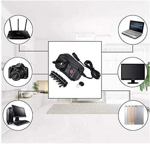 آداپتور یونیورسال 30 وات AC/DC، 3 ولت 4.5 ولت 6 ولت 9 ولت 12 ولت با 6 سر برای لوازم الکترونیکی خانگی (نوع دوشاخه: UK)، مشکی آداپتور یونیورسال 30 وات AC/DC، 3 ولت 4.5 ولت 6 ولت 9 ولت 12 ولت با 6 سر برای لوازم الکترونیکی خانگی (نوع دوشاخه: UK)، مشکی