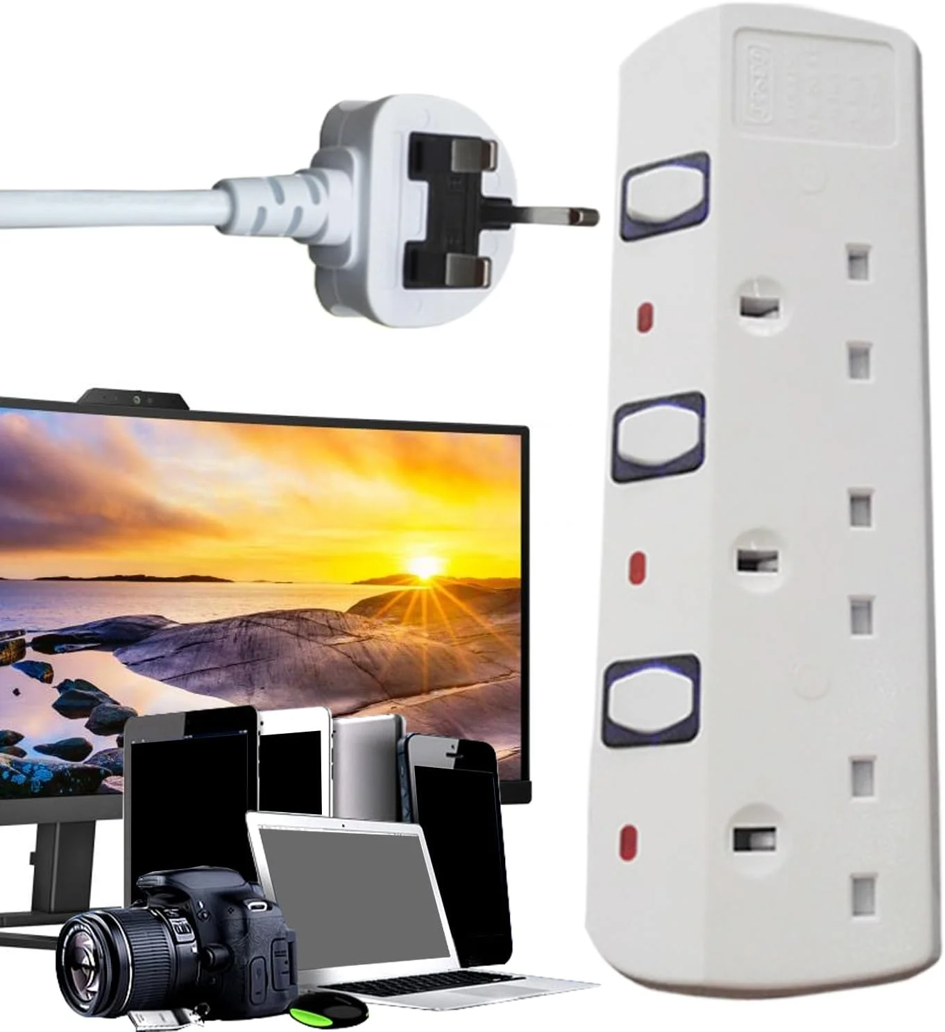 آداپتور UK - آداپتور مسافرتی جمع و جور UK - محافظت از نوسانات جهانی، چند راهی جمع و جور برای مسافرت، خانواده، دوستان، مسافر