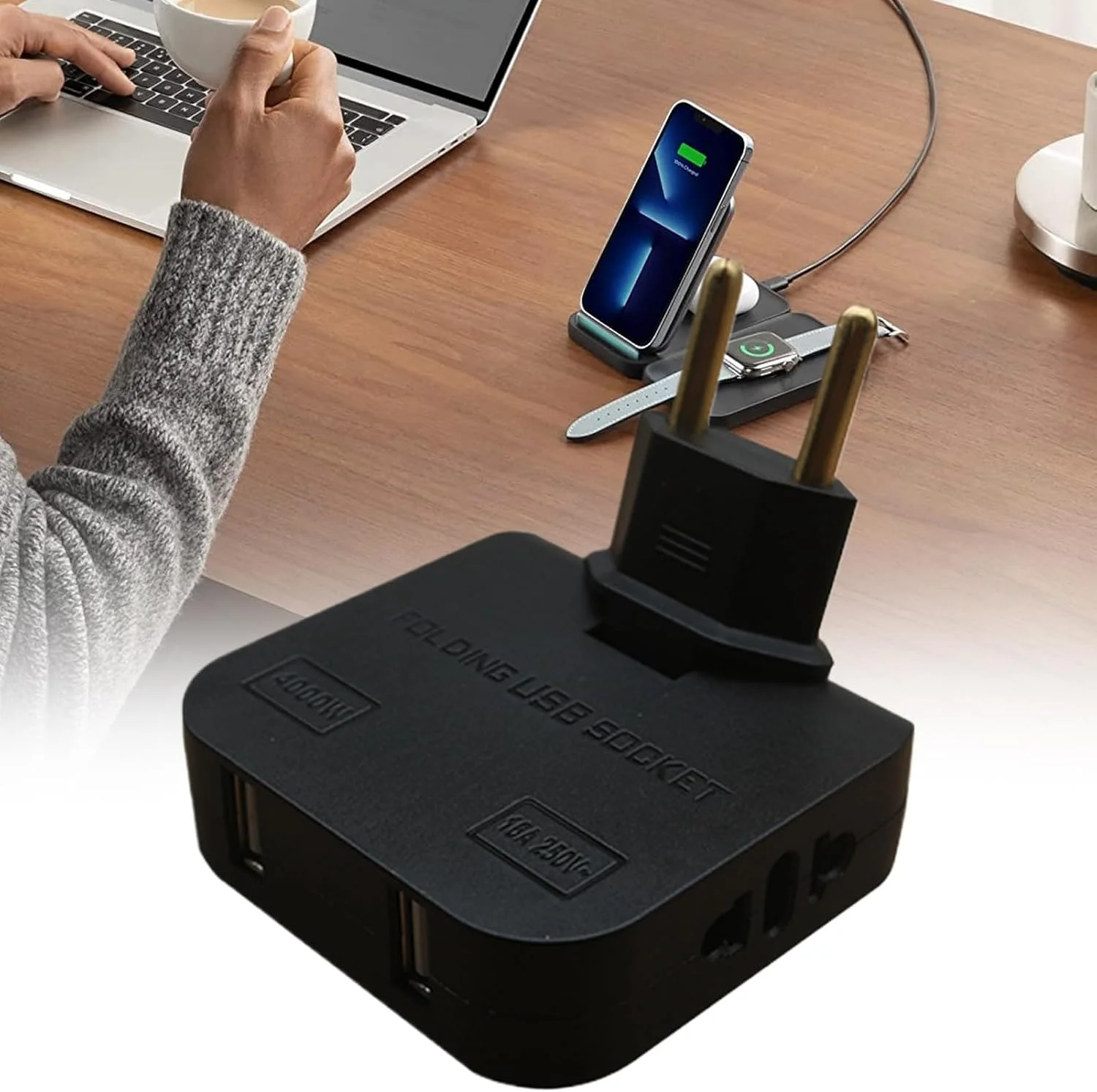 آداپتور دوشاخه مسافرتی - مبدل پریز دیواری - ترانسفورماتور چرخشی چند منظوره قابل حمل برای لوازم خانگی، کامپیوتر، شارژ تعطیلات، لوازم الکترونیکی، سفرهای کاری، تلفن، سشوار