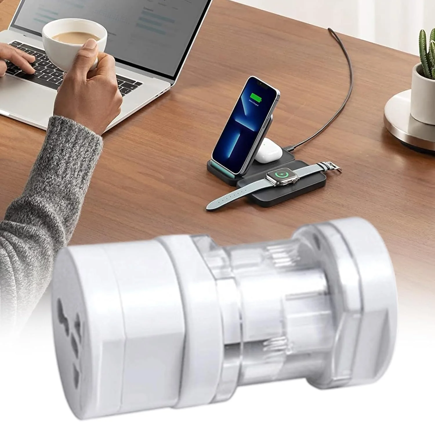 آداپتور دوشاخه مسافرتی، پورت شارژر آداپتور پریز دیواری - مبدل های محافظت شده در برابر نوسانات، سوکت تبدیل چند پورت سبک وزن برای لوازم کوچک لپ تاپ تلفن های همراه