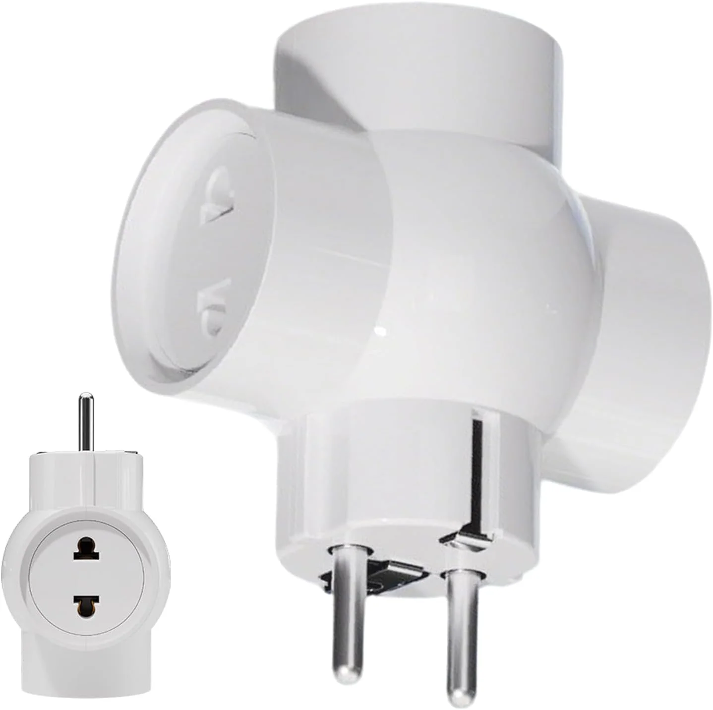 آداپتور دوشاخه مسافرتی، پریز دیواری، آداپتور AC با 3 خروجی سوکت 16 آمپر برای سفر به آلمان، اروپا و روسیه