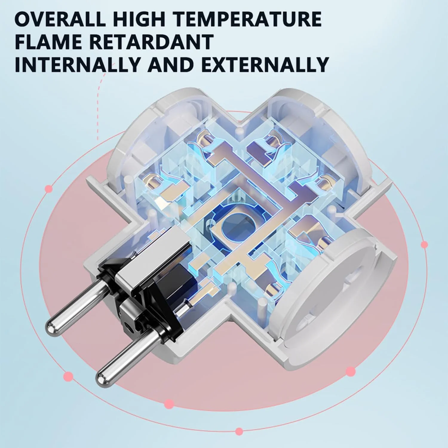 آداپتور مسافرتی - پریز کابل شارژ، آداپتور AC با 3 پریز سوکت 16 آمپر برای سفر به آلمان، اروپا و روسیه