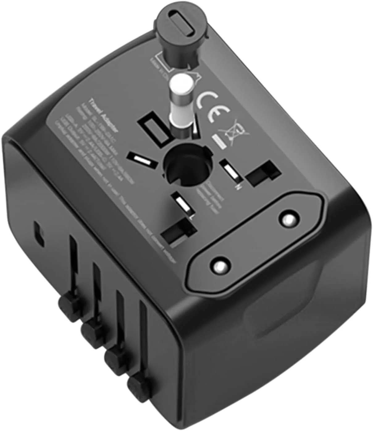 آداپتور دوشاخه مسافرتی | خروجی کابل شارژ - سوکت قابل حمل آداپتور USB Type C با پورت های متعدد برای سفر، تلفن، لپ تاپ برای اتحادیه اروپا، انگلستان، ایالات متحده آمریکا، استرالیا