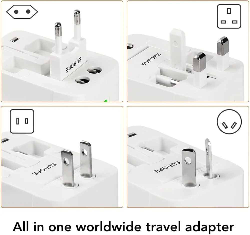 آداپتور مسافرتی، آداپتور جهانی همه کاره اروپایی، دوشاخه شارژر دیواری بین المللی (بدون درگاه USB) برای آسیا اروپا انگلستان استرالیا و ایالات متحده آمریکا آداپتور مسافرتی، آداپتور جهانی همه کاره اروپایی، دوشاخه شارژر دیواری بین المللی (بدون درگاه USB) برای آسیا اروپا انگلستان استرالیا و ایالات متحده آمریکا