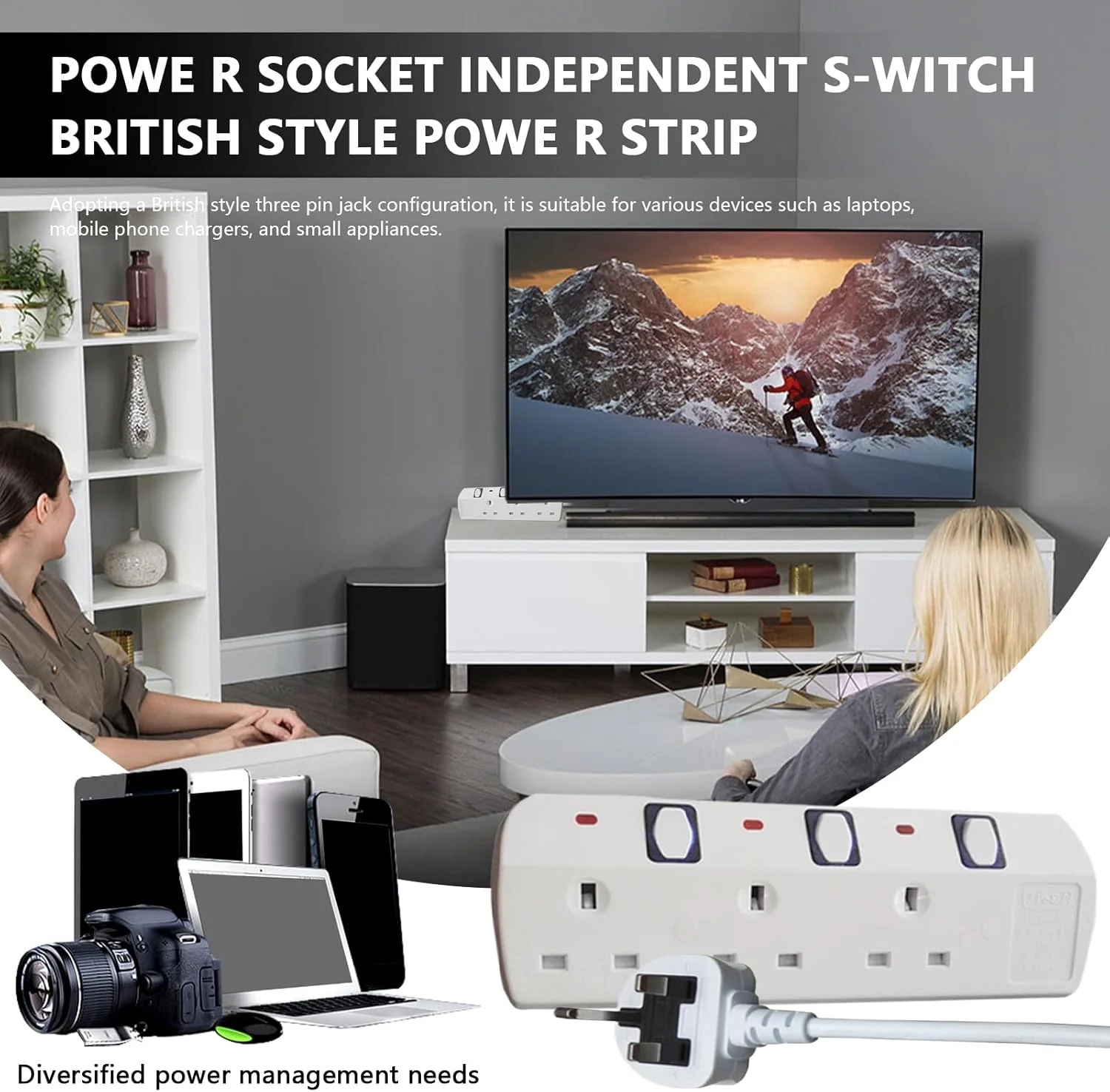 آداپتور UK | آداپتور دوشاخه مسافرتی جمع و جور UK | محافظ برق جمع و جور جهانی با سوئیچ های مستقل و شارژ سریع برای مسافرت، دفاتر خانگی، سنگاپور و سراسر جهان