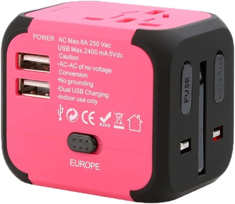 آداپتور مسافرتی جهانی PIAOLING، دوشاخه تبدیل Type-C، سوکت تبدیل شارژ بین المللی مسافرتی قابل حمل (رنگ: قرمز، اندازه: 2usb) آداپتور مسافرتی جهانی PIAOLING، دوشاخه تبدیل Type-C، سوکت تبدیل شارژ بین المللی مسافرتی قابل حمل (رنگ: قرمز، اندازه: 2usb)