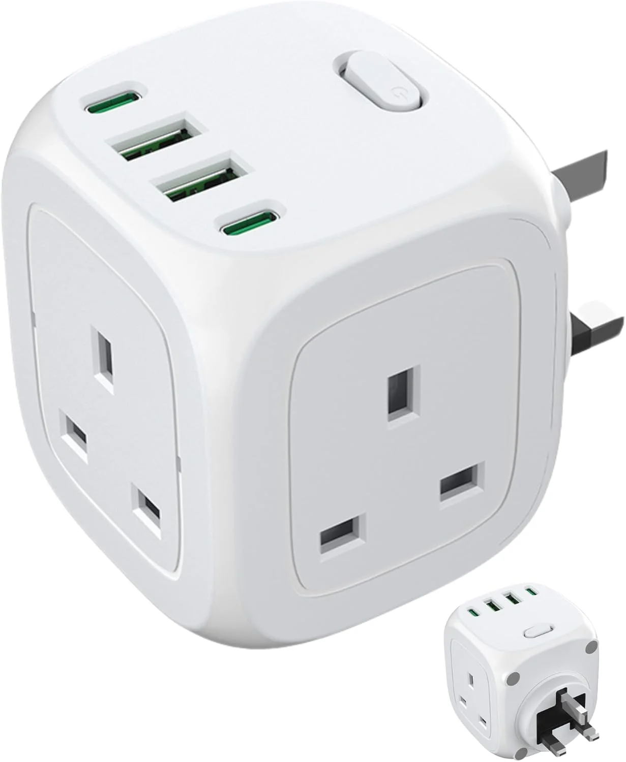 آداپتور افزایش دهنده پریز برق – سه راهی پریز برق بریتانیایی با 3 خروجی AC، 2 پورت USB-A و 2 پورت شارژ Type-C – شارژر دیواری برای خانه، دفتر، آشپزخانه آداپتور افزایش دهنده پریز برق – سه راهی پریز برق بریتانیایی با 3 خروجی AC، 2 پورت USB-A و 2 پورت شارژ Type-C – شارژر دیواری برای خانه، دفتر، آشپزخانه