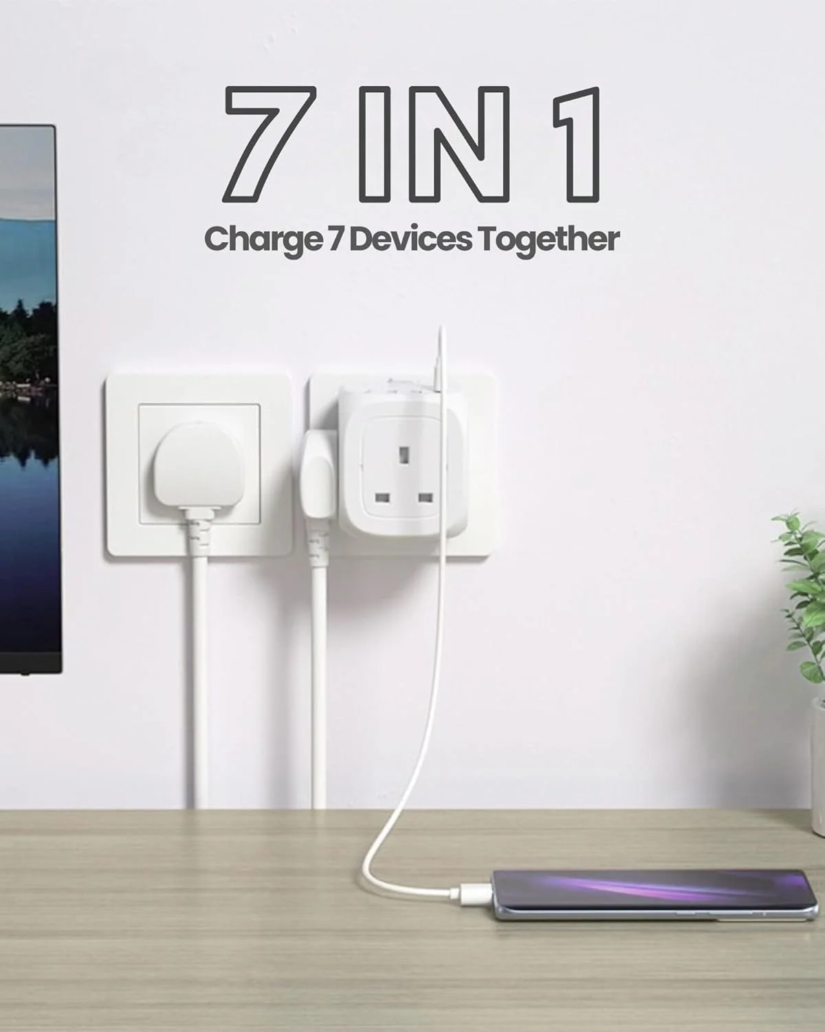 آداپتور افزایش دهنده پریز برق – سه راهی پریز برق بریتانیایی با 3 خروجی AC، 2 پورت USB-A و 2 پورت شارژ Type-C – شارژر دیواری برای خانه، دفتر، آشپزخانه آداپتور افزایش دهنده پریز برق – سه راهی پریز برق بریتانیایی با 3 خروجی AC، 2 پورت USB-A و 2 پورت شارژ Type-C – شارژر دیواری برای خانه، دفتر، آشپزخانه