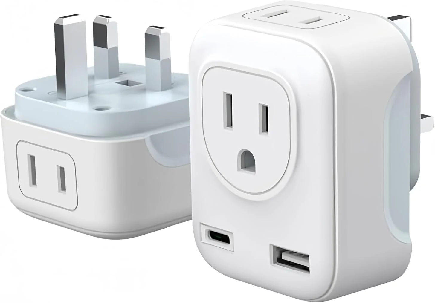 آداپتور دوشاخه انگلستان و ایرلند Lullaxx، شارژر مسافرتی با پریزهای AC، Type C و USB، آداپتور برای انگلستان، ایرلند، اسکاتلند و سایر کشورها (Type C + USB - انگلستان ایرلند)