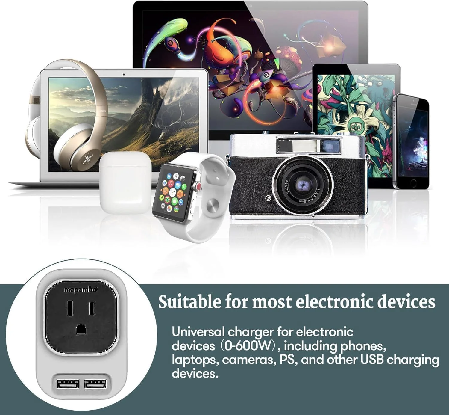 مبدل ولتاژ 220 ولت به 110 ولت Mapambo، آداپتور مسافرتی 2000 وات با 2 پورت USB و آداپتور دوشاخه EU/UK/AU/US مبدل ولتاژ 220 ولت به 110 ولت Mapambo، آداپتور مسافرتی 2000 وات با 2 پورت USB و آداپتور دوشاخه EU/UK/AU/US