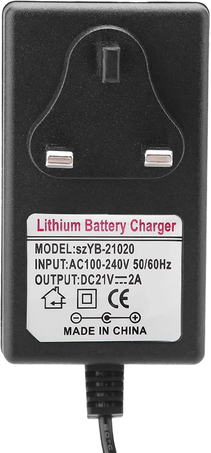 آداپتور برق جهانی Luqeeg، آداپتور منبع تغذیه AC 100-240V DC 21V 2A باتری لیتیوم یونی برای دستگاه الکترونیکی خانگی (دوشاخه بریتانیا)