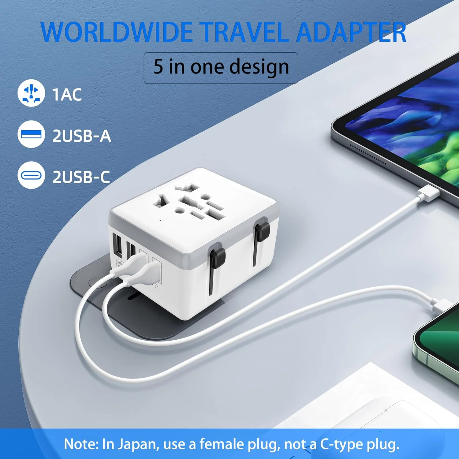 آداپتور مسافرتی جهانی گلوبکس، آداپتور دوشاخه بین المللی، آداپتور دوشاخه جهانی با 2 پورت USB-C و 2 پورت USB-A، آداپتور مسافرتی بین المللی برای اتحادیه اروپا، استرالیا، انگلستان، ایالات متحده آمریکا، شارژر پریز برق برای کشورهای مختلف آداپتور مسافرتی جهانی گلوبکس، آداپتور دوشاخه بین المللی، آداپتور دوشاخه جهانی با 2 پورت USB-C و 2 پورت USB-A، آداپتور مسافرتی بین المللی برای اتحادیه اروپا، استرالیا، انگلستان، ایالات متحده آمریکا، شارژر پریز برق برای کشورهای مختلف