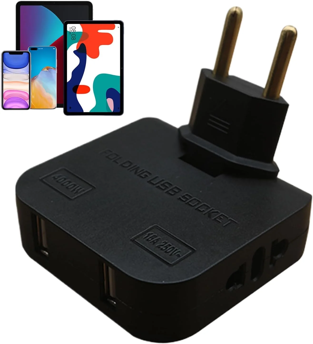 آداپتورهای برق، آداپتور دوشاخه اروپایی - ترانسفورماتور چند منظوره قابل چرخش و قابل حمل برای کامپیوتر، تعطیلات، سشوار، شارژ لوازم الکترونیکی، مسافران جهانی، تلفن، لوازم خانگی