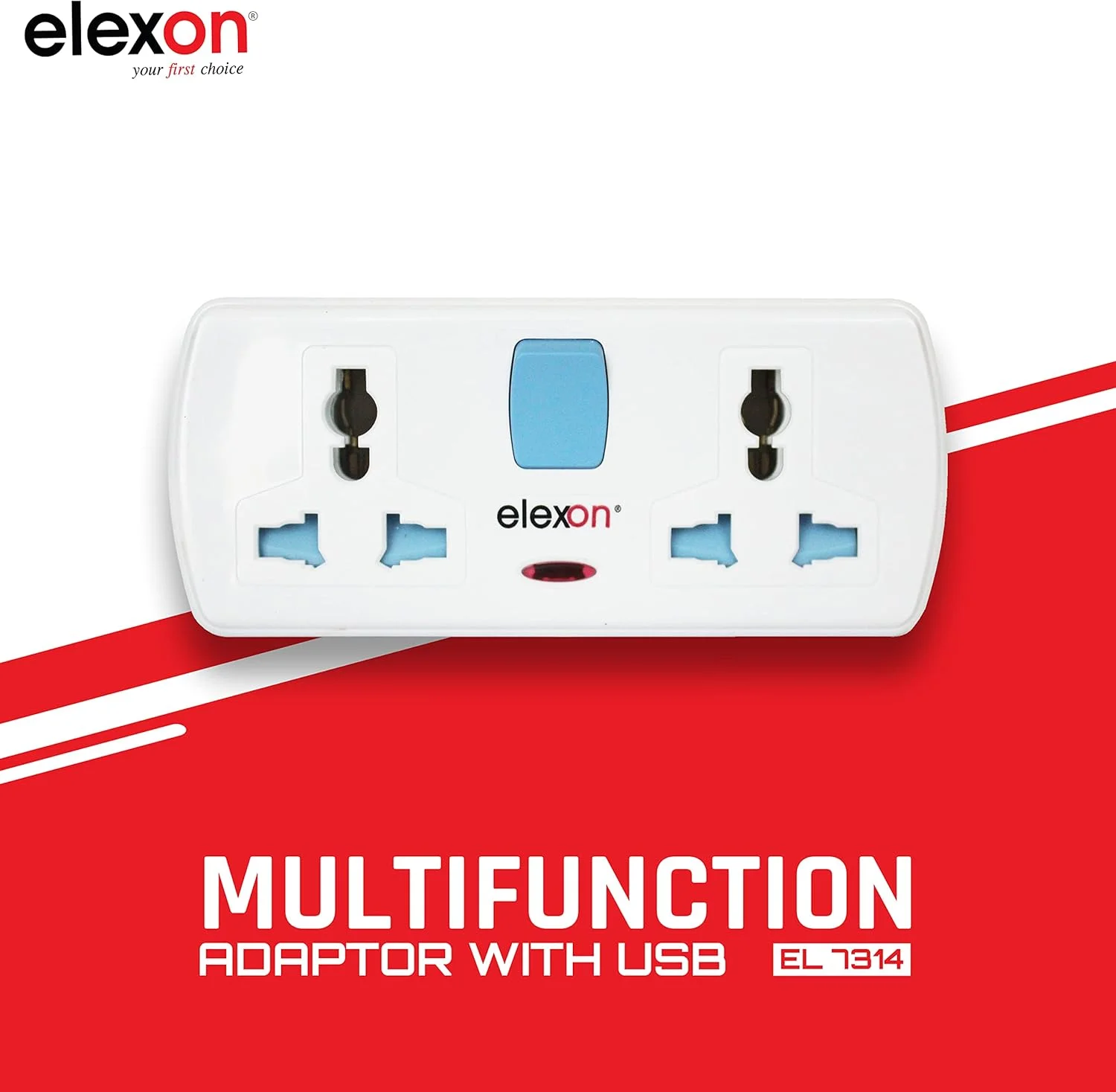 آداپتور برق چند منظوره ELEXON EL 7314 - تبدیل دوشاخه به 4 پریز برق، مناسب منزل و اداره (سفید)