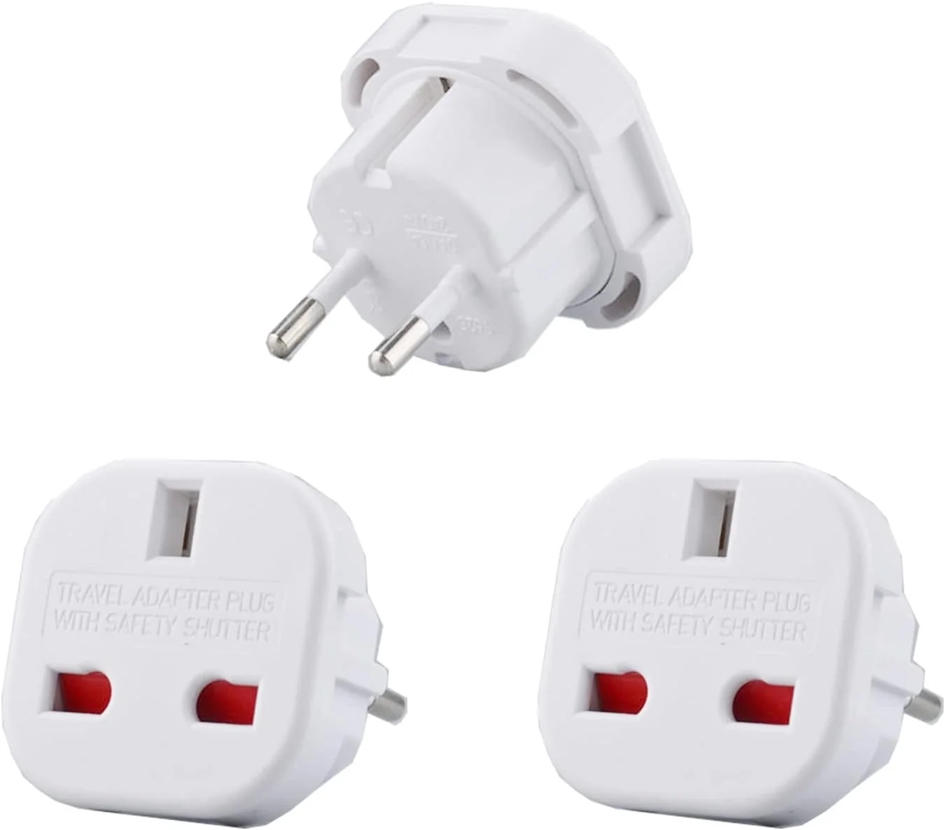 eeQiu [بسته 3 عددی] آداپتور مسافرتی بریتانیا به دوشاخه اروپایی، مبدل بریتانیا به اروپا نوع C/E/F برای اسپانیا، فرانسه، ایتالیا، پرتغال، لهستان، یونان، هلند، ترکیه و غیره.