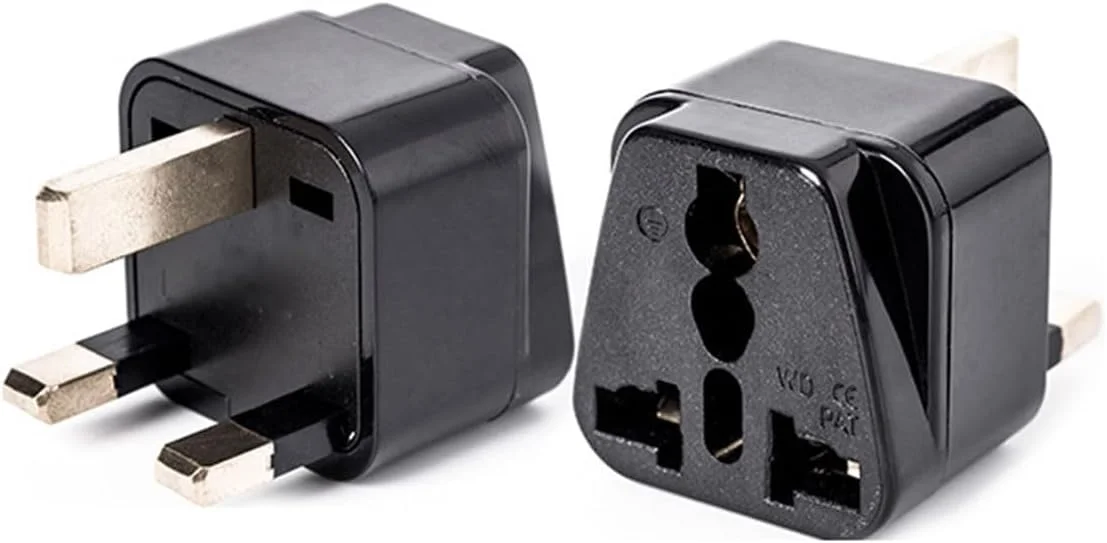 مبدل دوشاخه مسافرتی [بسته 2 عددی] USA/Canada/EU/AU به UAE Dubai UK HK، آداپتور دوشاخه 3 پین، مبدل آداپتور مسافرتی سوکت جهانی برای سفر کاری تعطیلات هتل فرودگاه (مشکی)