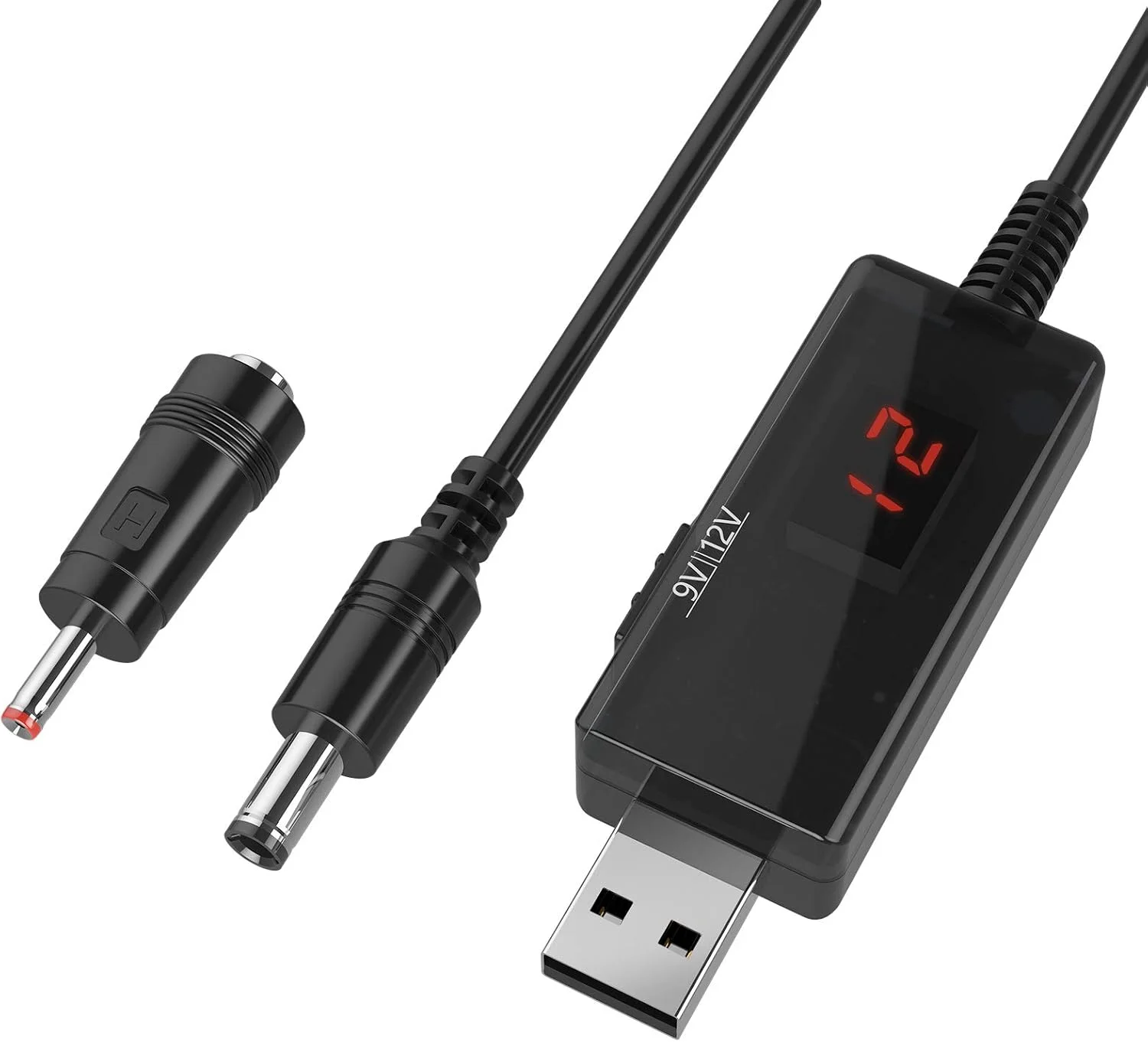 تبدیل USB به 9 ولت و 5 ولت به 12 ولت DROK، کابل USB مبدل ولتاژ 5 ولت به 9 ولت 12 ولت 1 آمپر، تنظیم کننده ولتاژ DC با نمایشگر LED