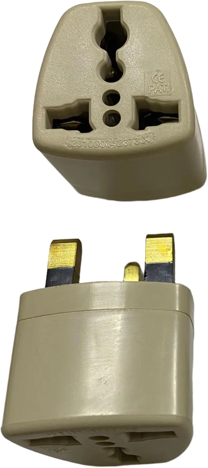 دو عدد تبدیل دوشاخه جهانی 13 آمپر/250 ولت - تبدیل برق سه پین بریتانیا برای استفاده در خانه، دفتر و مسافرت