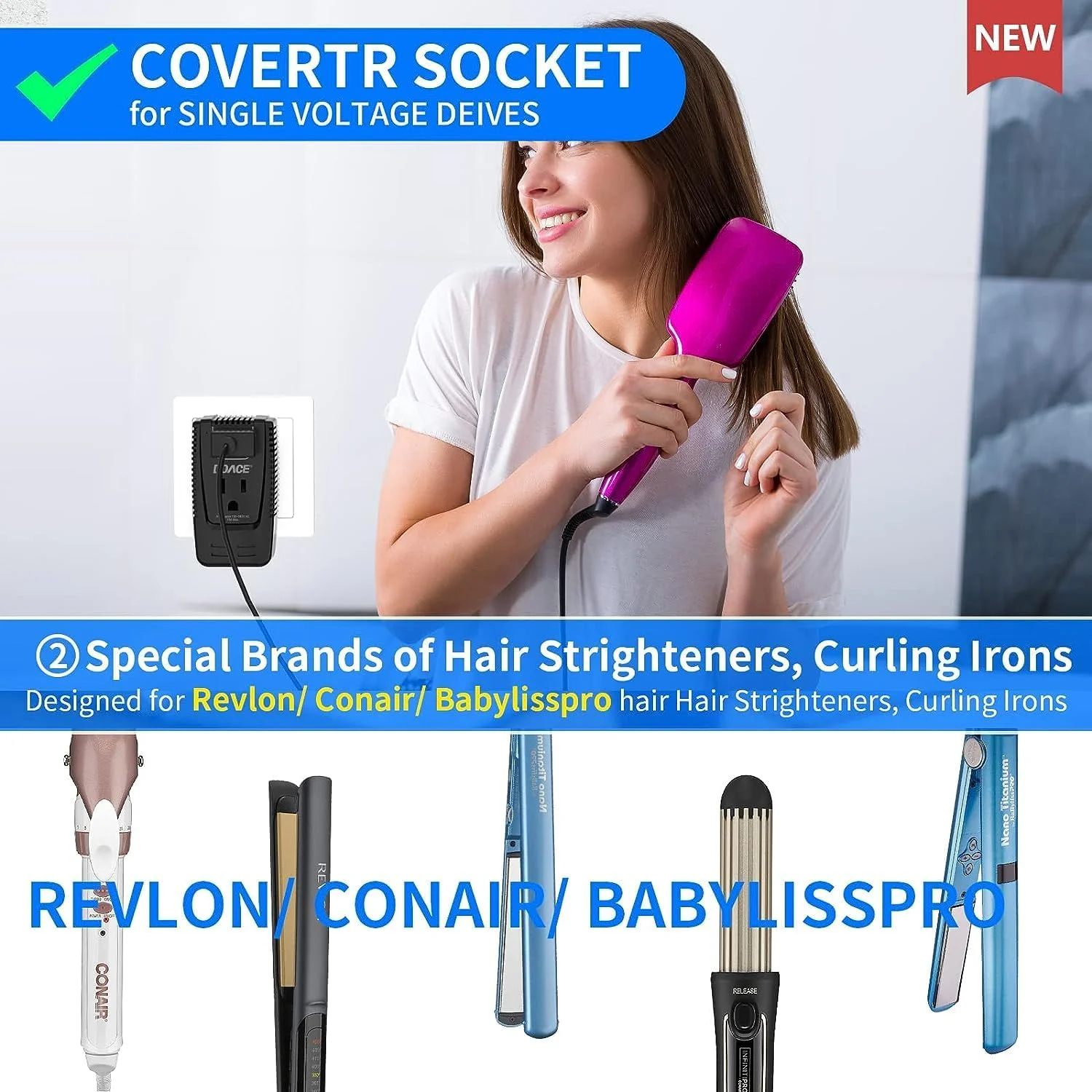 تبدیل کننده ولتاژ 220 ولت به 110 ولت DOACE، مبدل ولتاژ مسافرتی C13 0-2000W برای سشوار، صاف کننده مو، فر کننده مو، ریش تراش برقی، مسواک، CPAP، آداپتور برق ایالات متحده به اتحادیه اروپا/انگلستان/استرالیا برای لپ تاپ، تبلت، دوربین، تلفن همراه