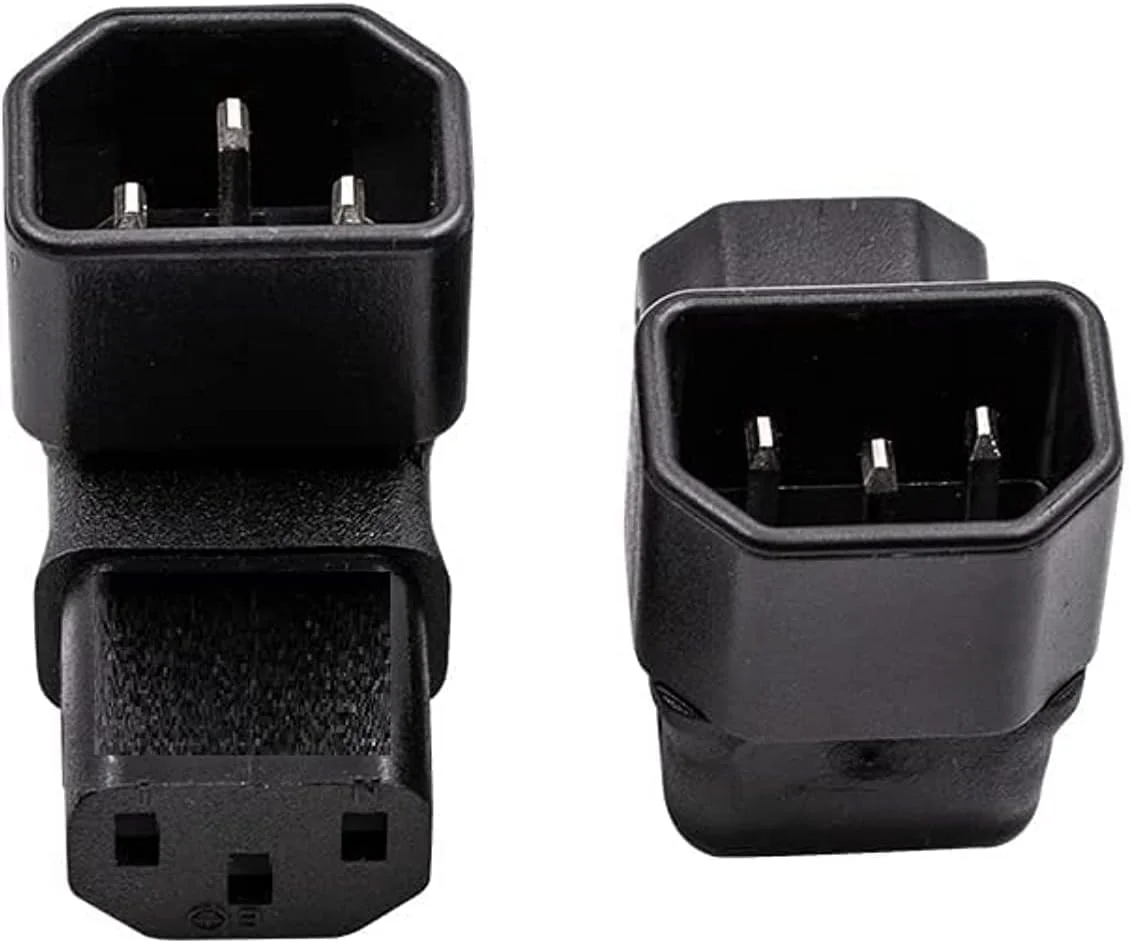 تبدیل برق IEC320 C14 به C13 DKURVE، دوشاخه/پریز PDU/UPS - تبدیل کننده نر به مادگی C13 با زاویه راست، مناسب برای نصب دیواری تلویزیون LCD/LED، بسته 2 عددی