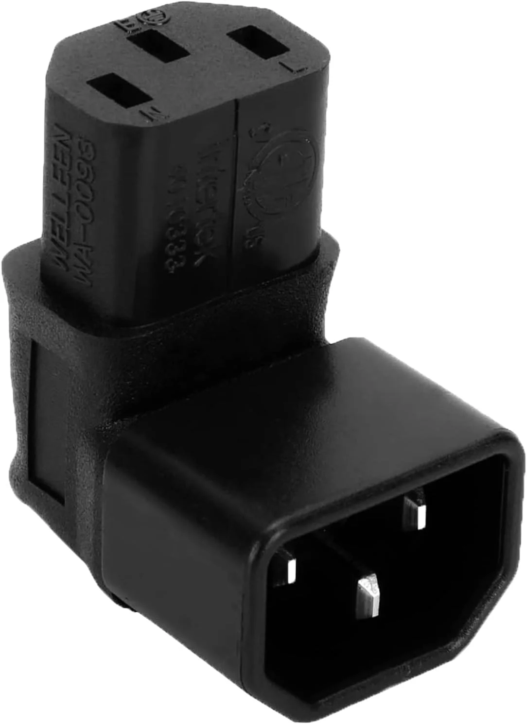 تبدیل برق IEC320 C14 به C13 DKURVE، دوشاخه/پریز PDU/UPS - تبدیل کننده نر به مادگی C13 با زاویه راست، مناسب برای نصب دیواری تلویزیون LCD/LED، بسته 2 عددی