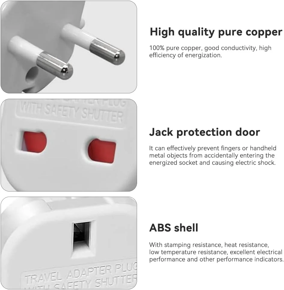 تبدیل دوشاخه بریتانیا به اروپا، 6 عدد تبدیل دوشاخه بریتانیایی به دوشاخه اروپایی، تبدیل دوشاخه انگلیسی به اسپانیایی، آداپتور مسافرتی بریتانیا به اروپا/آلمان/فرانسه/ایتالیا/اسپانیا