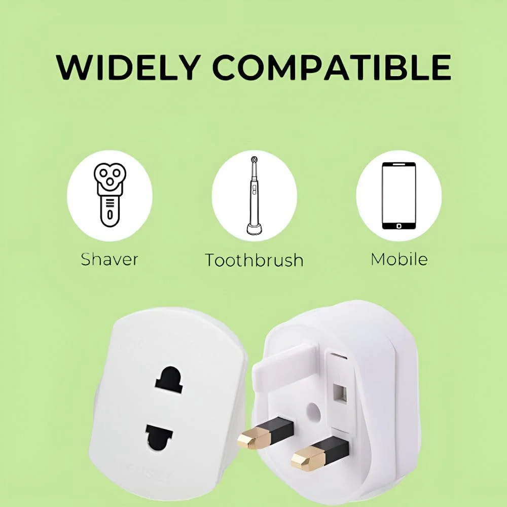تبدیل دوشاخه به سه شاخه فیوزدار 1 آمپر برای شارژر مسواک و پریز حمام (تک عددی)