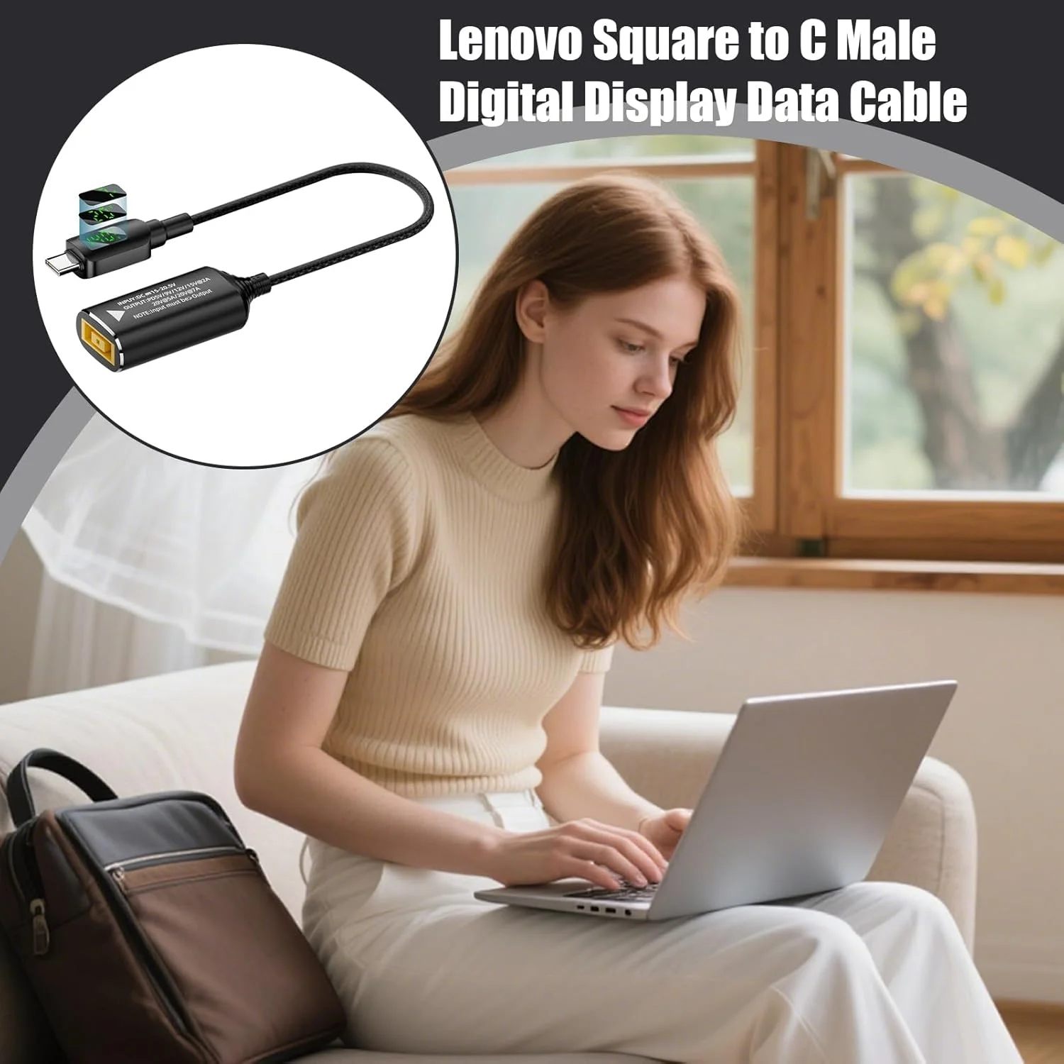 مبدل DC به Type C برای لپ تاپ - مبدل جک 140 واتی با نمایشگر دیجیتال | آداپتور پایدار PD برای دستگاه های الکترونیکی مسافرتی، خانگی، نوت بوک و تلفن همراه