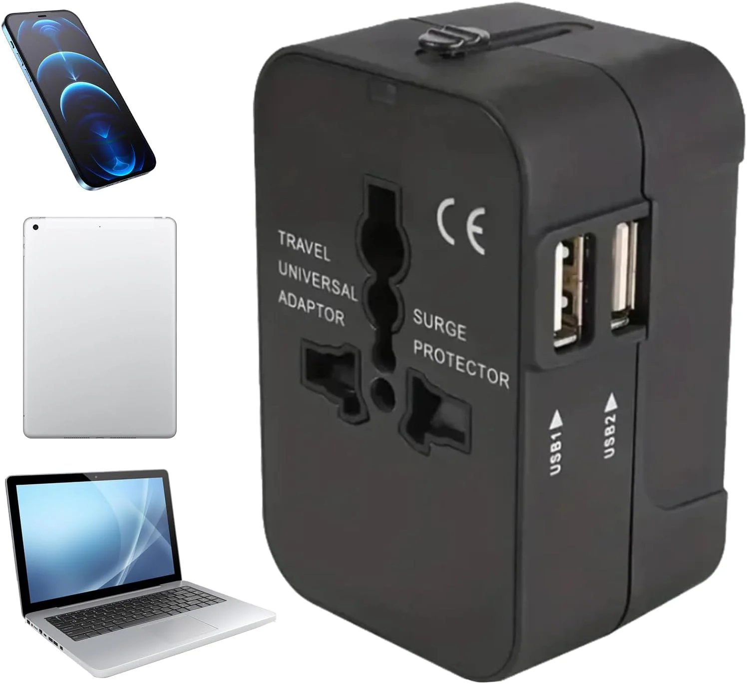 آداپتور شارژ، مبدل های USB جمع و جور، مبدل پورت های شارژ USB با شارژ سریع، سوکت تبدیل محافظت شده در برابر نوسانات برای لپ تاپ ها، لوازم کوچک و تلفن های همراه
