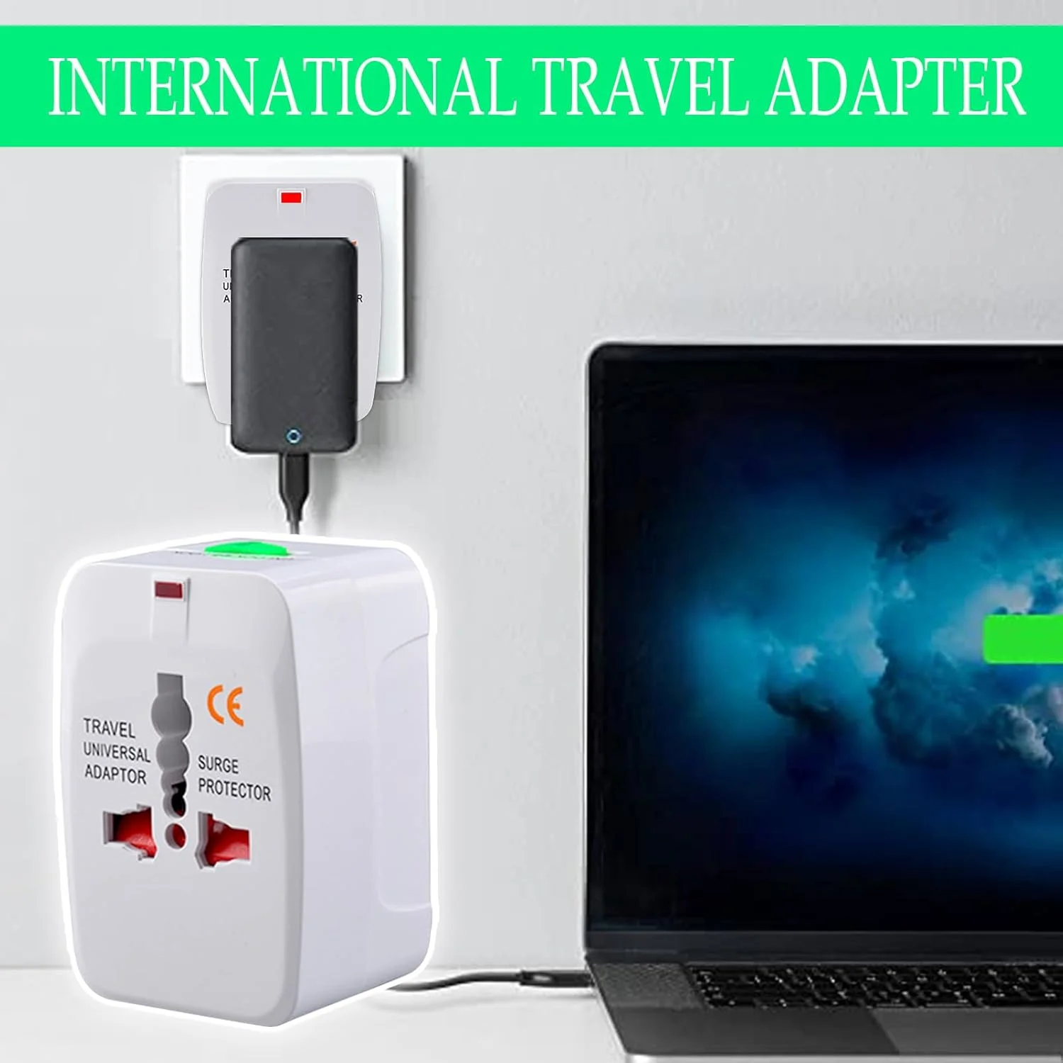 آداپتور دوشاخه | مبدل مسافرتی جهانی آداپتور دوشاخه | محافظت از نوسانات برق، تجهیزات شارژ تلفن و لپ تاپ برای خانم ها، آقایان، بزرگسالان، دانشجویان، خانواده و دوستان