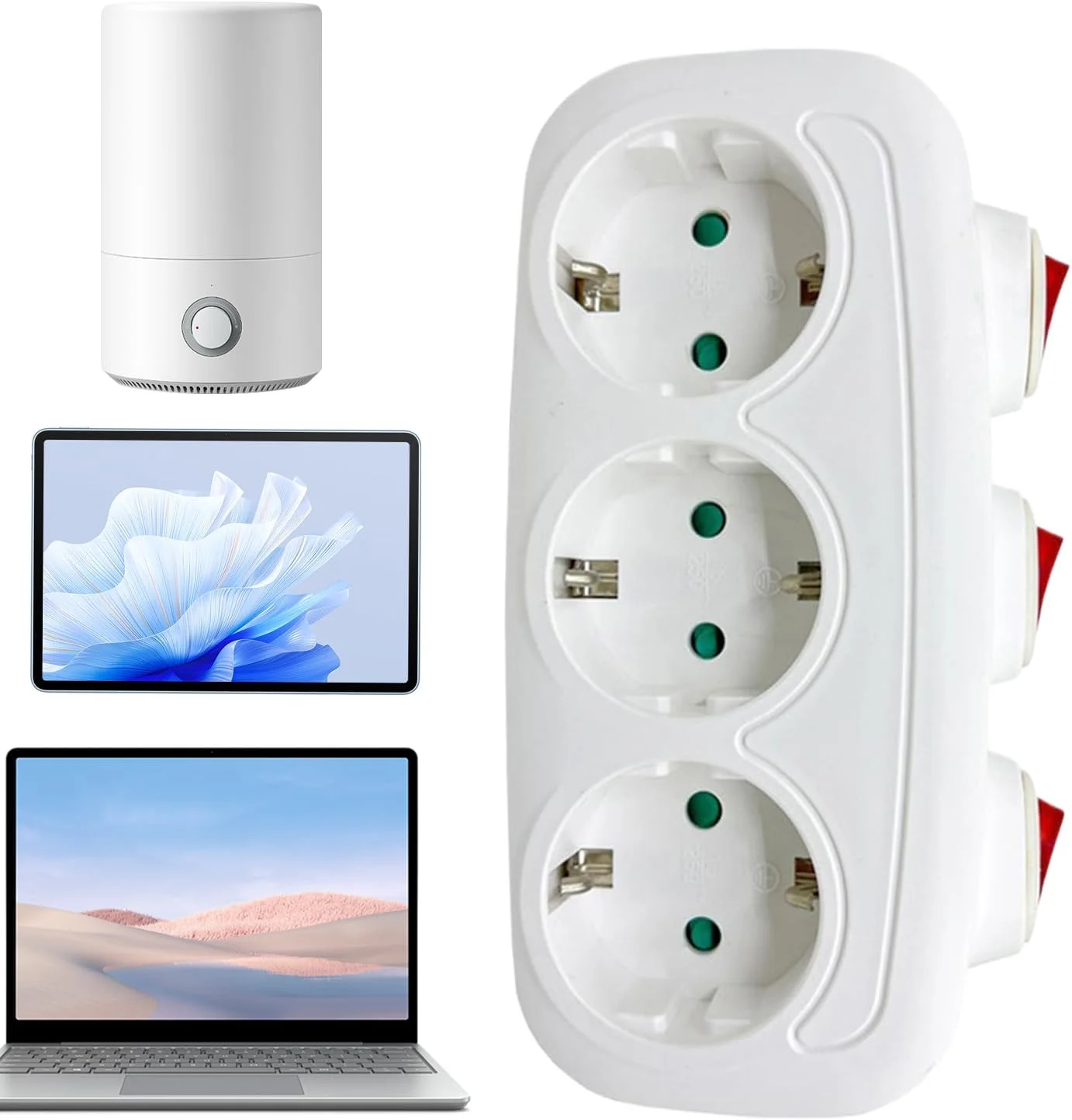 آداپتور اروپا | دوشاخه دیواری برای پریزها، تبدیل کننده پریز چند راهی شارژر سوکت 3 پورت برای مسافرت توریستی بین المللی، کار، خانه، آشپزخانه، اتاق نشیمن