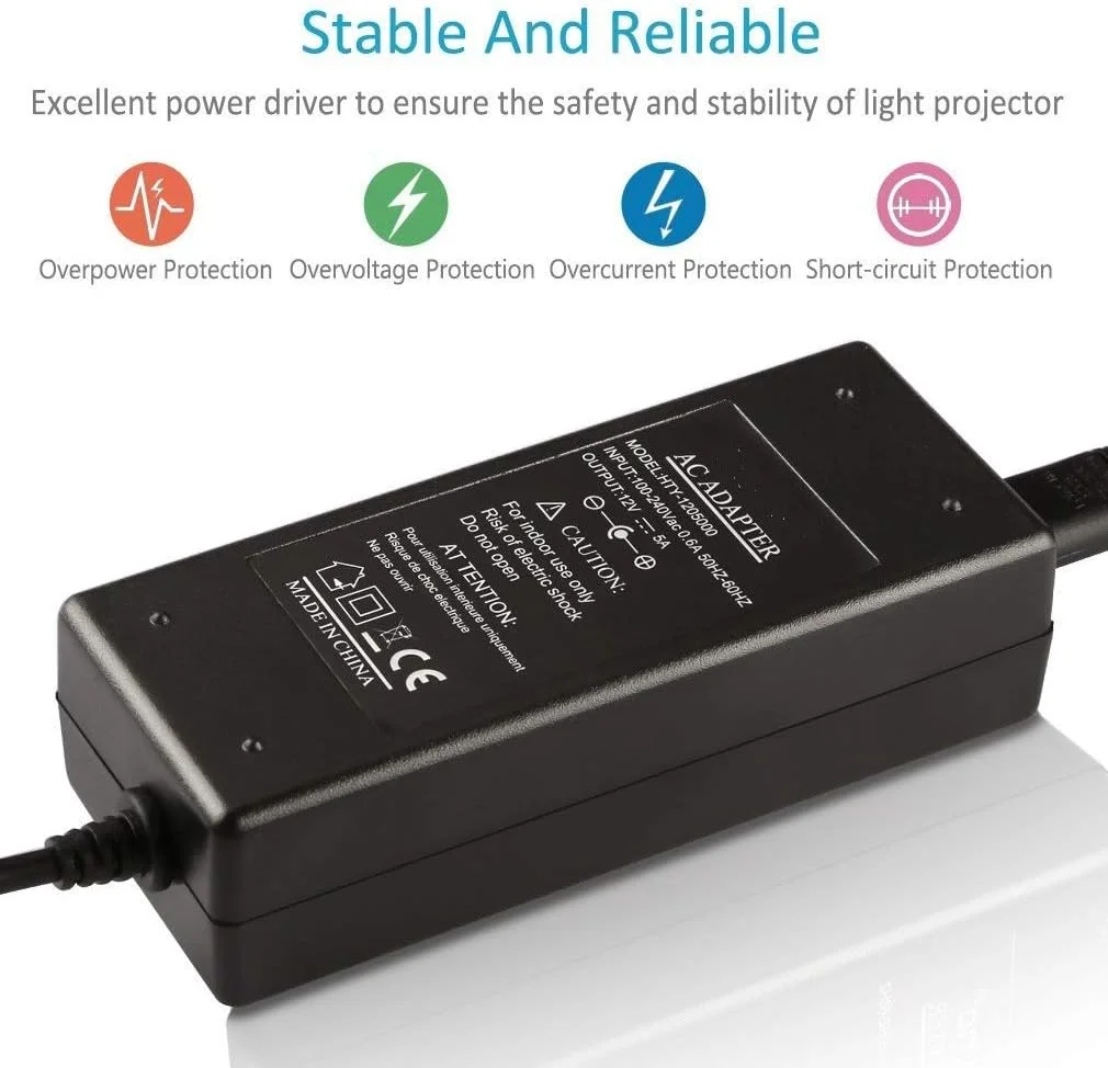 آداپتور تبدیل برق AC به DC 5V 5A با فیش 5.5x2.1mm و ورودی AC 100V~240V برای سیستم های روشنایی LED نواری WS2812B SK6812 و دوربین مداربسته