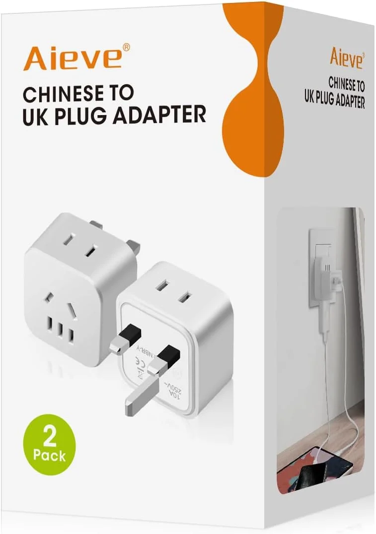 تبدیل دوشاخه/سه شاخه چینی/آمریکایی/استرالیایی به دوشاخه UK (بسته 2 عددی)