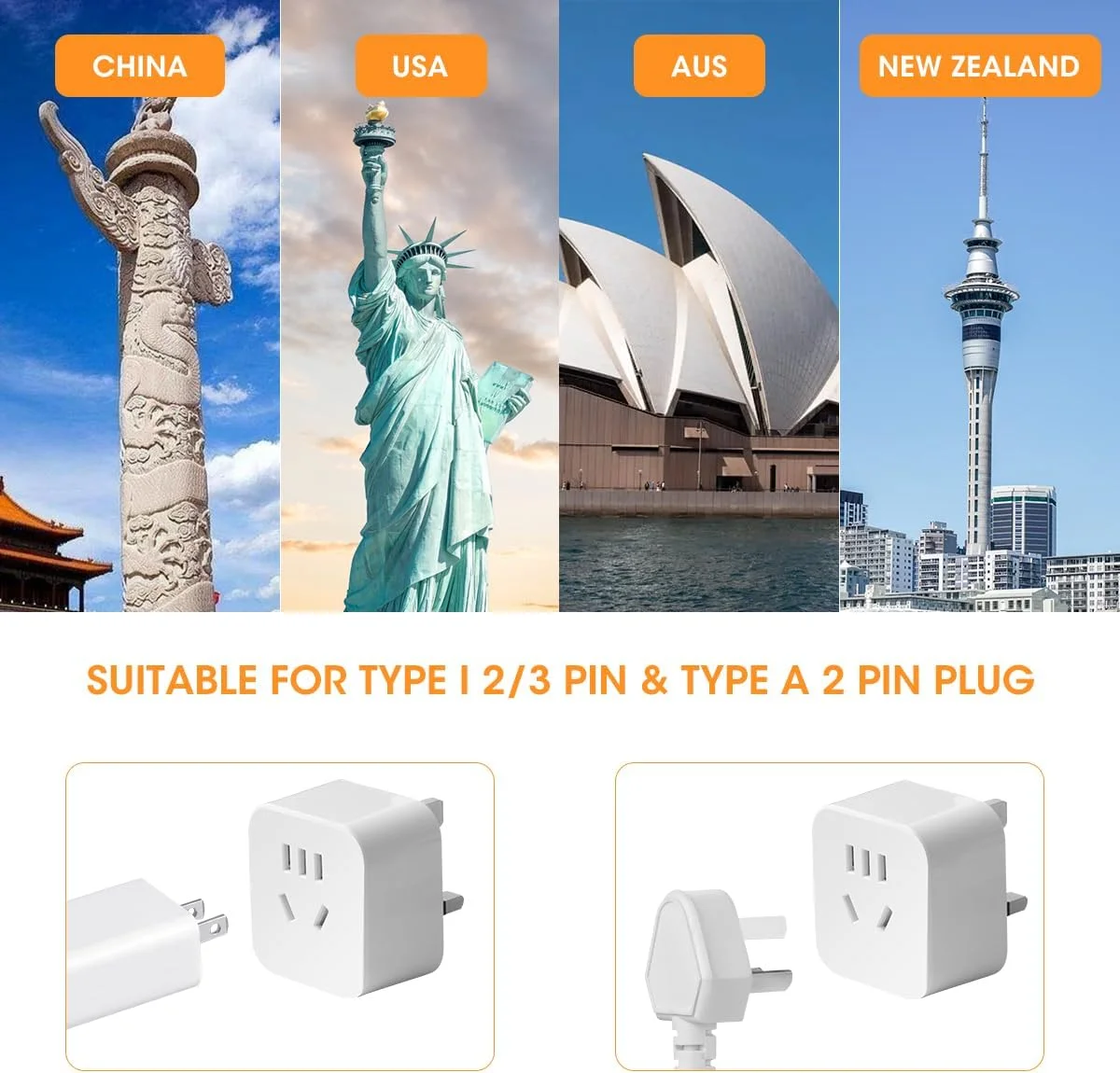 تبدیل دوشاخه/سه شاخه چینی/آمریکایی/استرالیایی به دوشاخه UK (بسته 2 عددی)