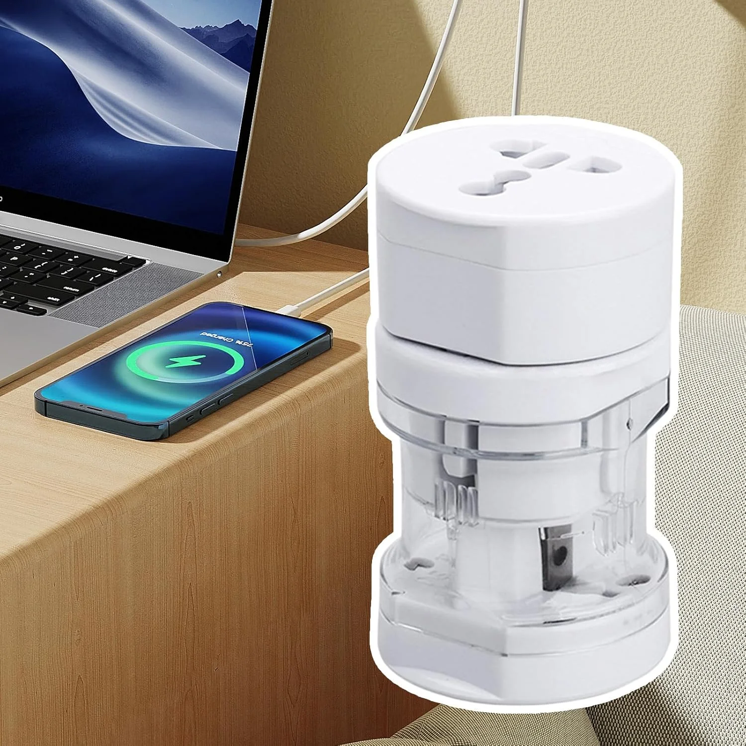 آداپتور شارژ دوشاخه - آداپتور مبدل پریز دیواری قابل حمل، سوکت تبدیل چند پورت شارژ سریع، لوازم جانبی مسافرتی برای سفرهای کاری، تحصیل در خارج از کشور، اتاق های هتل