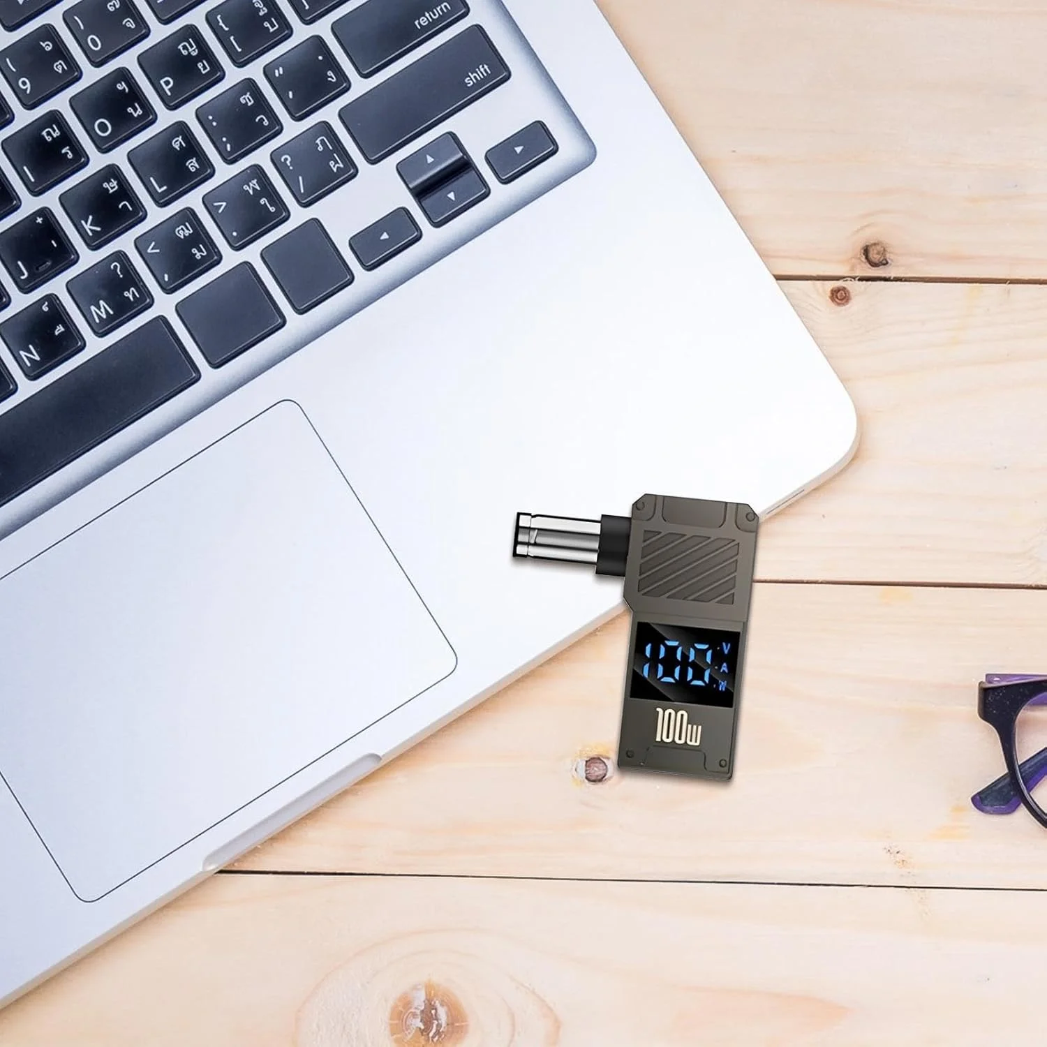 آداپتور شارژر لپ تاپ، آداپتور اتصال شارژر 100 واتی Type C به DC با نمایشگر دیجیتال | مبدل دوشاخه قابل حمل برای خانه، مسافرت