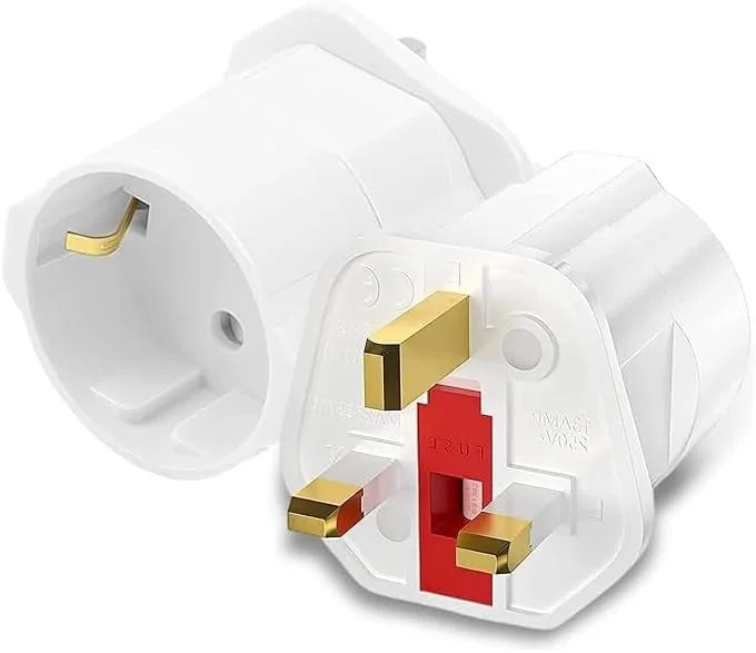 تبدیل دوشاخه اروپایی به دوشاخه بریتانیایی CABLEPELADO | آداپتور مسافرتی | تبدیل نوع C به نوع G | سفید